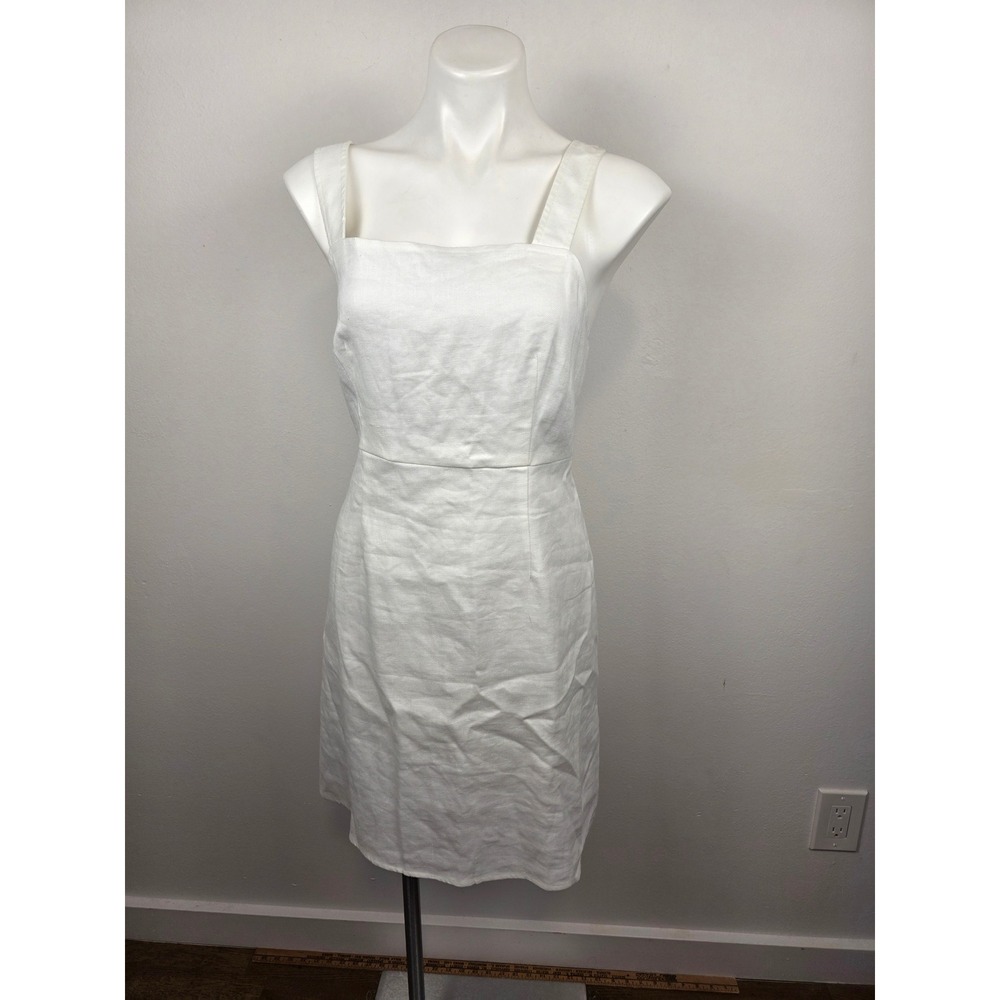 J.Crew Womens White Linen Blend Square Neck Sheath Dress BI707 Size 10 NEW